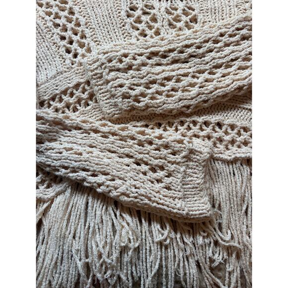 Free People Women’s Higher Love Crochet Open Knit Boho Sweater Cream Size XS - Picture 8 of 9